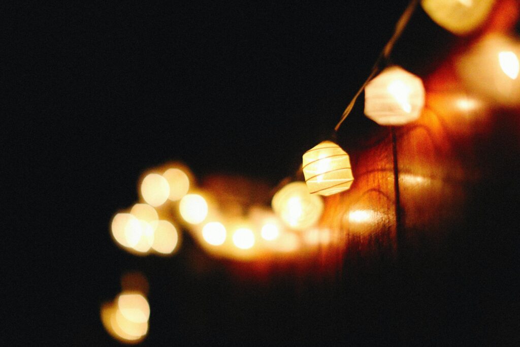cup lights draped