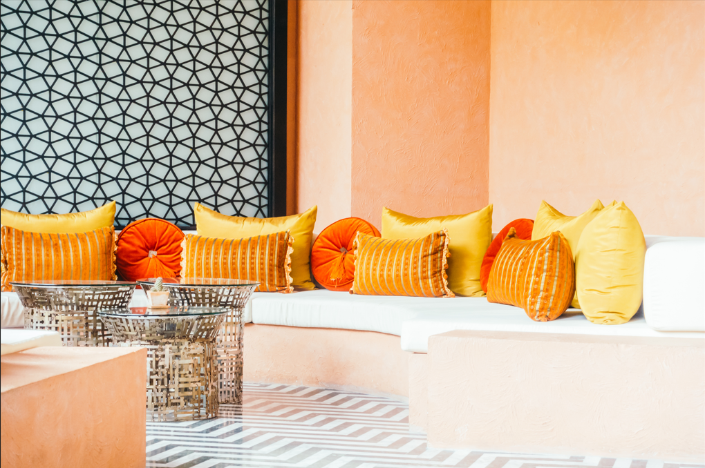 colourful pillows in sofa