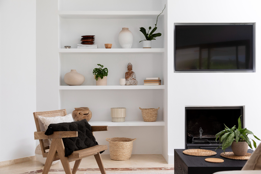 reading nook shelf plants